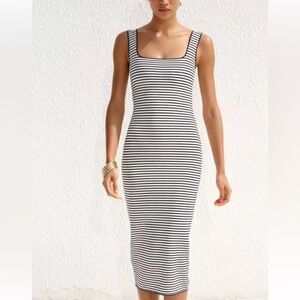 Zara Black and White Striped Maxi Dress